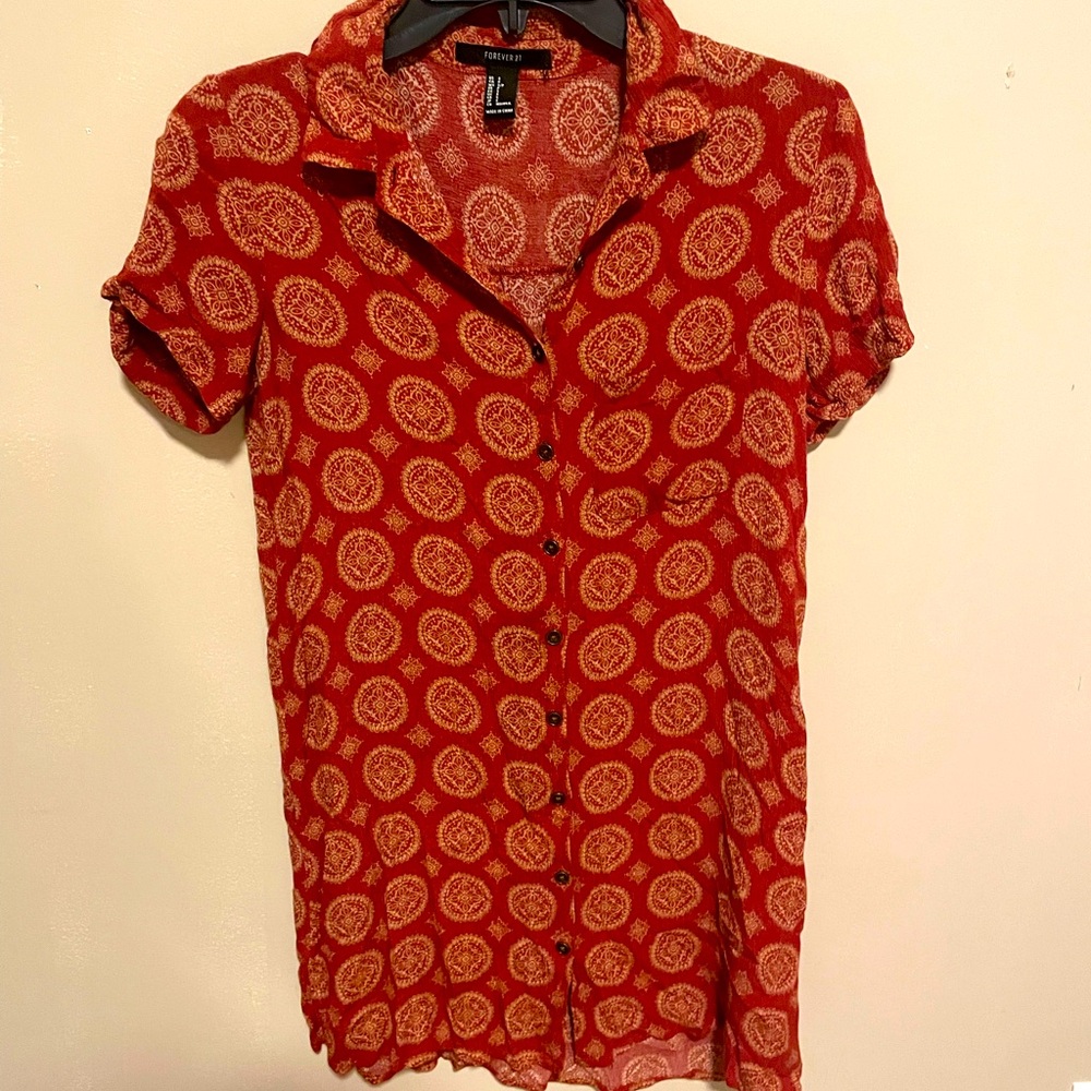 Forever 21 red printed dress, size small